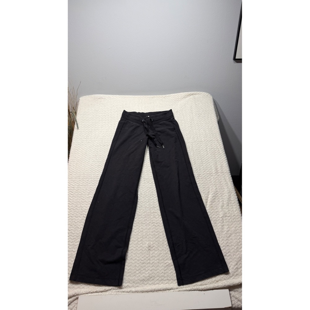 Lululemon Athletica Still Pant Black Wide Leg Cotton Yoga Lounge Size 4